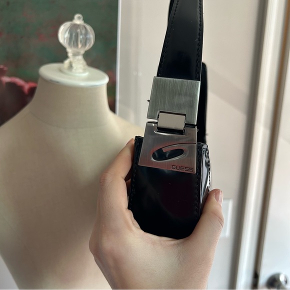 Vintage Y2K Guess Patent Leather Corset Shoulder Bag Black - Picture 4 of 7